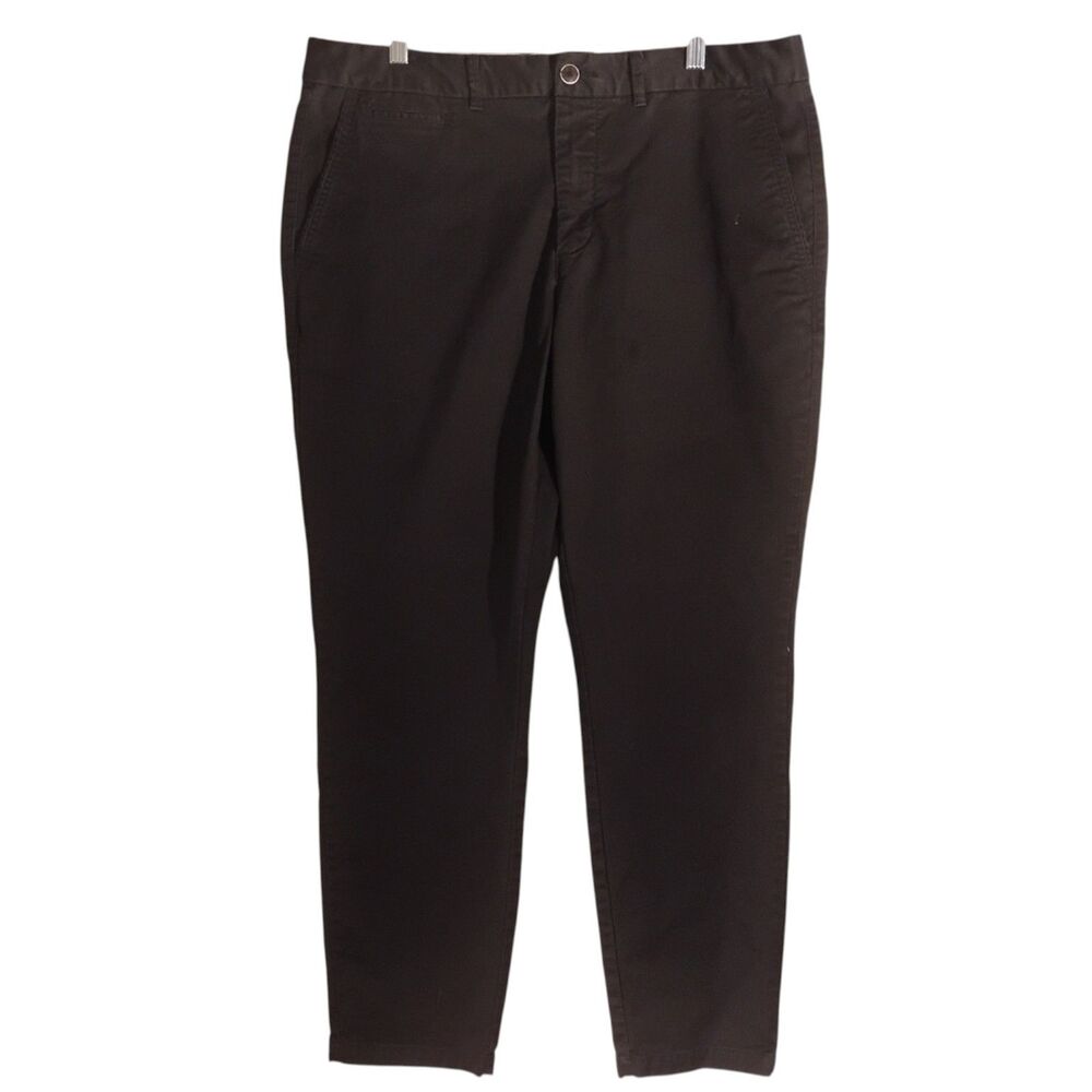 Perk pants mens 38x30 black slim fit stretch khaki flar front golf chino casual